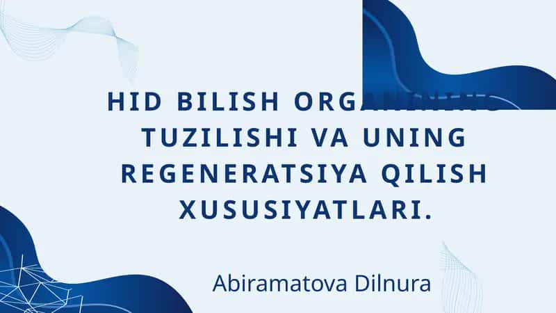 HID BILISH ORGANINING TUZILISHI VA UNING REGENERATSIYA QILISH XUSUSIYATLARI 1
