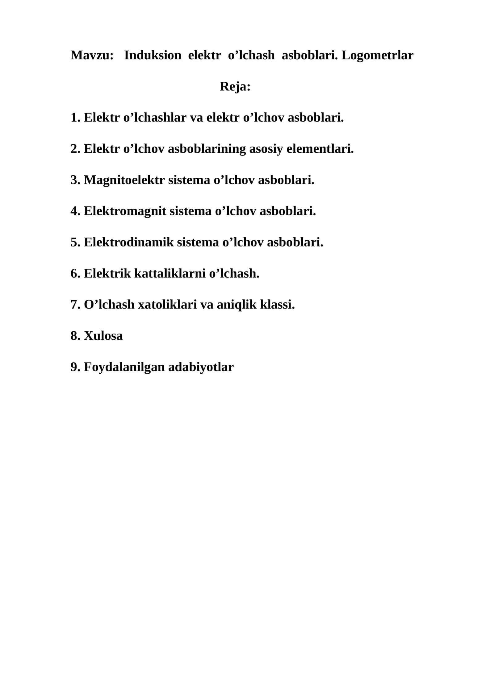 Induksion elektr o’lchash asboblari. Logometrlar 1