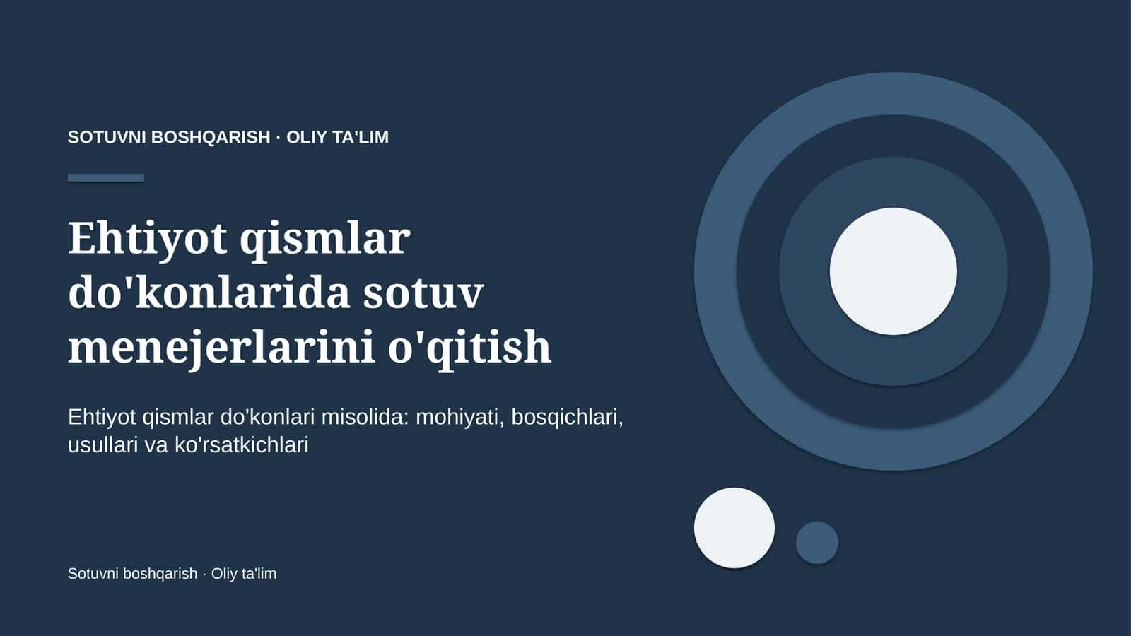 Ehtiyot qismlar do'konlarida sotuv menejerlarini o'qitish 1