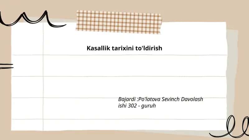 Kasallik Tarixini To'ldirish 1