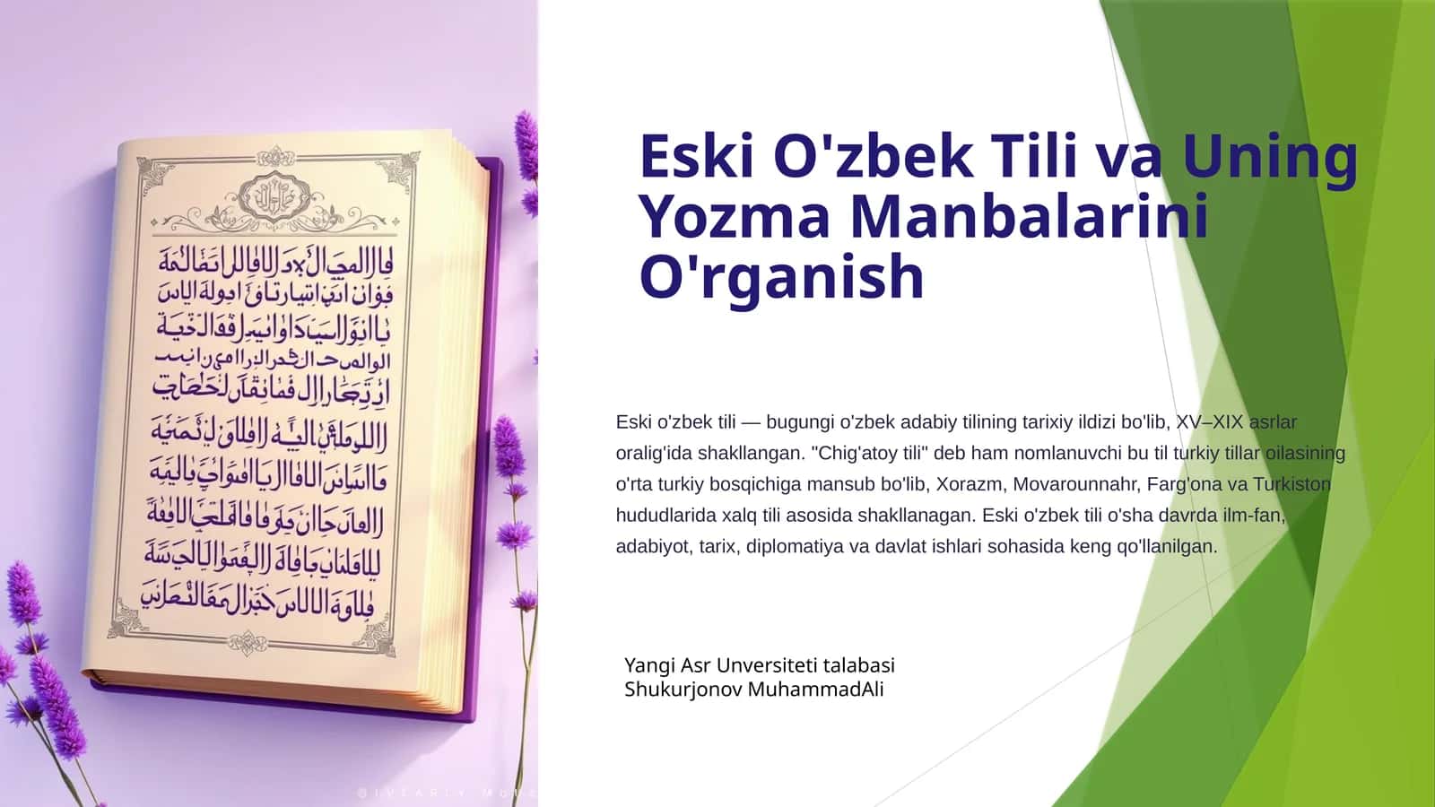 Eski O'zbek Tili va Uning Yozma Manbalarini O'rganish 1