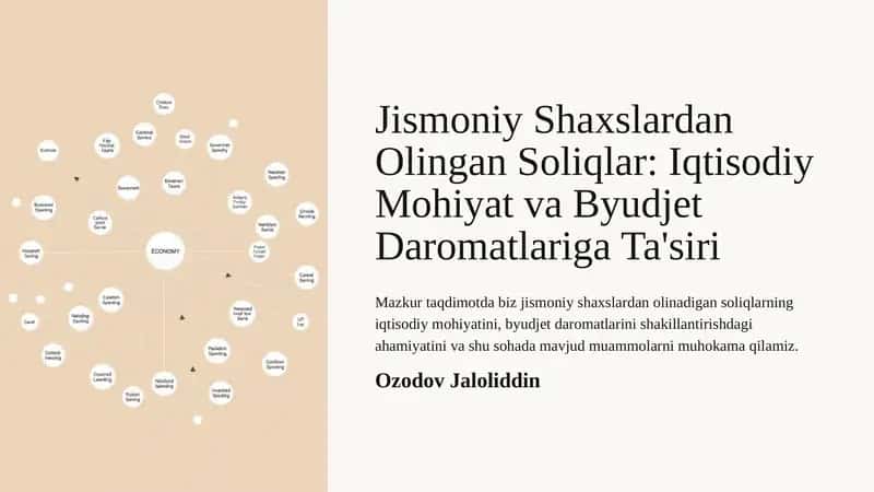 Jismoniy Shaxslardan Olingan Soliqlar: Iqtisodiy Mohiyat va Byudjet Daromatlariga Ta'siri 1