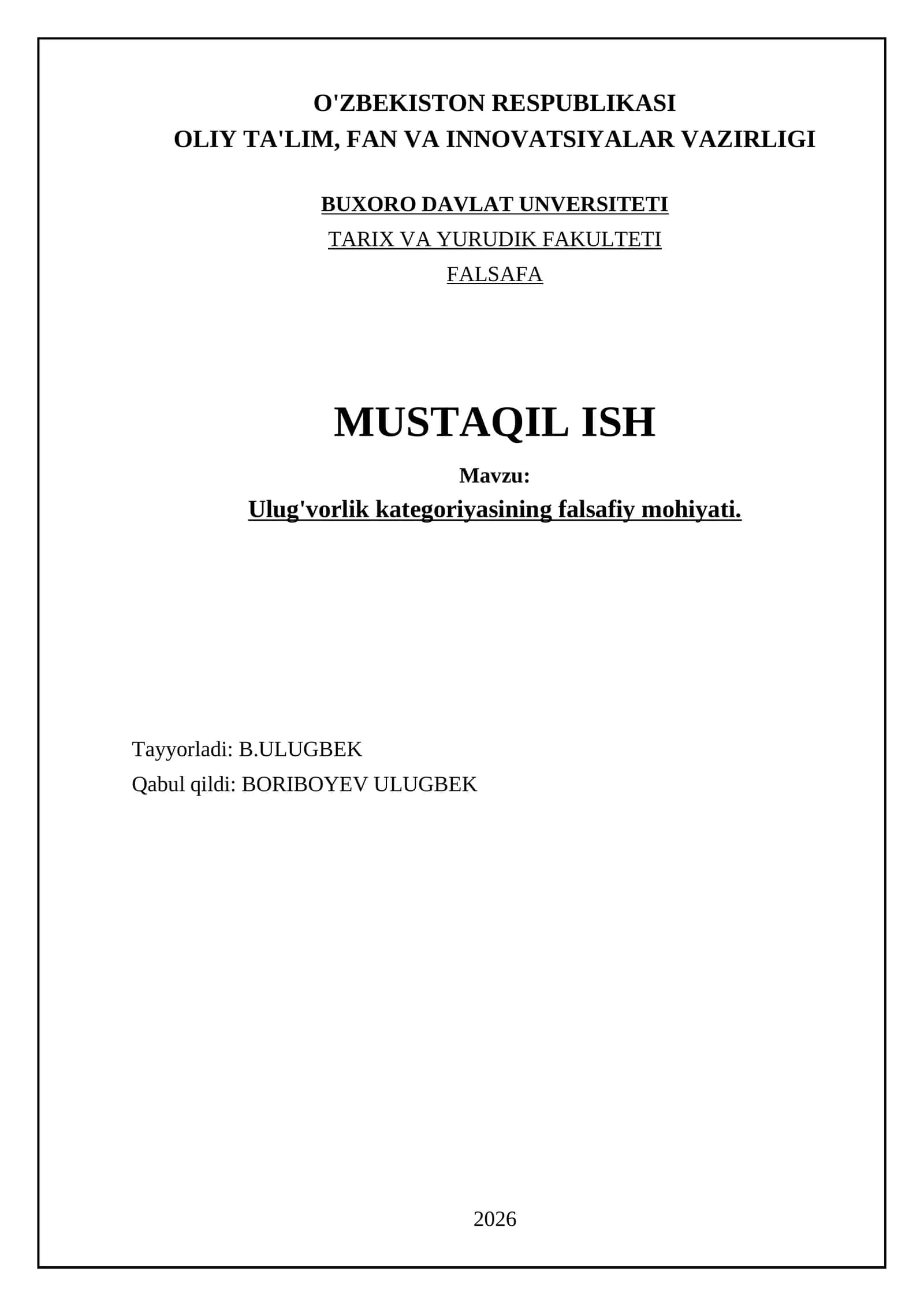 Ulug'vorlik kategoriyasining falsafiy mohiyati 1
