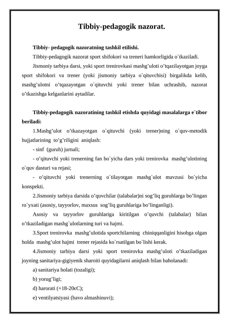Tibbiy-pedagogik nazorat 1