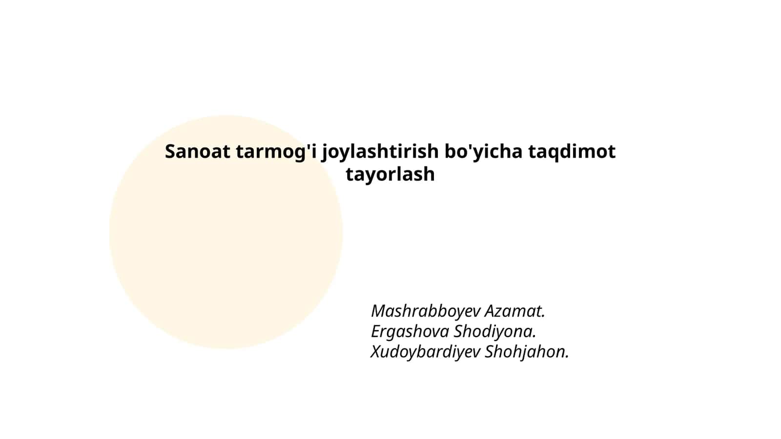 Sanoat tarmog'ini joylashtirish bo'yicha taqdimot tayorlash 1