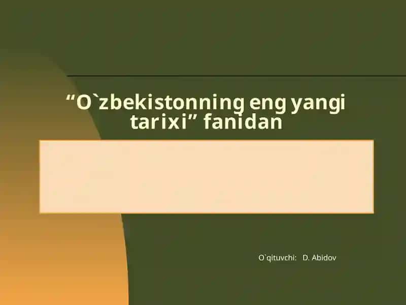 O`zbekistonning eng yangi tarixi