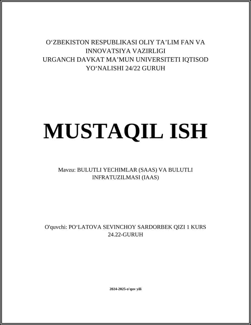 Bulutli hisoblash texnologiyalari 1