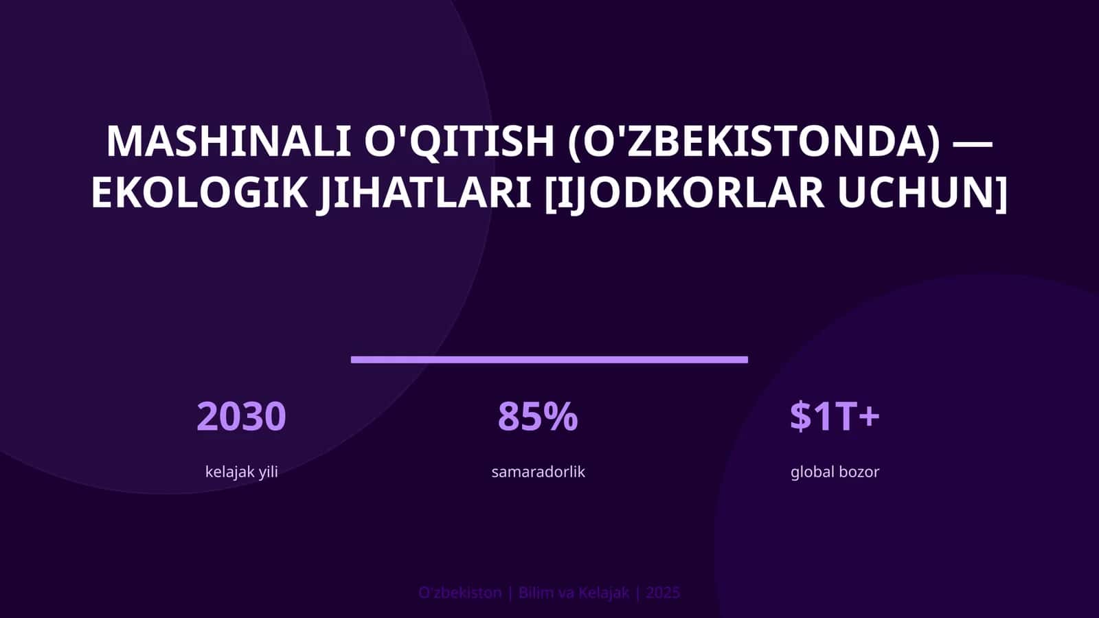 Mashinali o'qitish (O'zbekistonda) — ekologik jihatlari [ijodkorlar uchun] 1