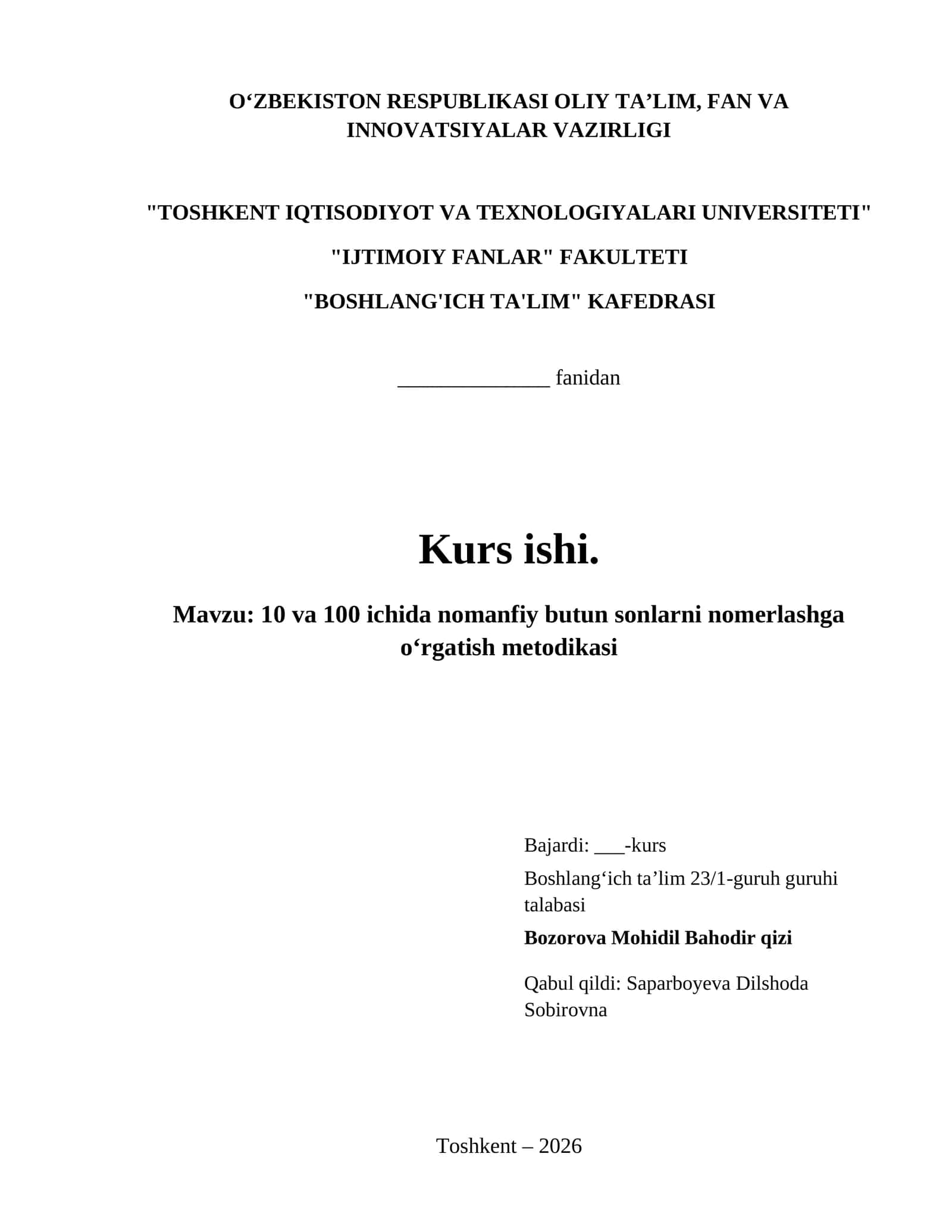 10 va 100 ichida nomanfiy butun sonlarni nomerlashga  oʻrgatish metodikasi 1