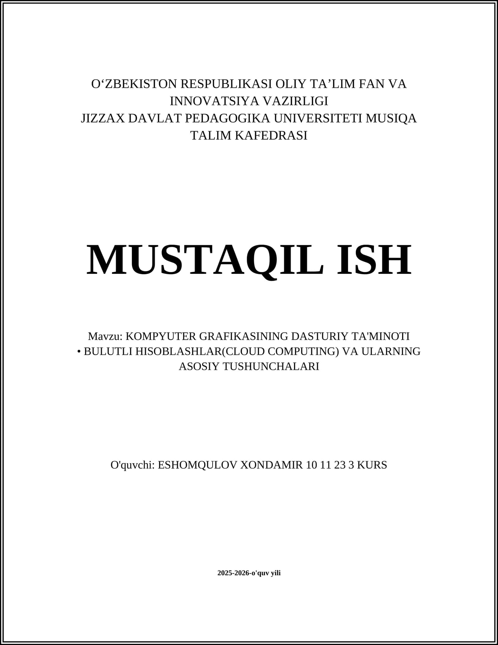 KOMPYUTER GRAFIKASINING DASTURIY TA'MINOTI 1