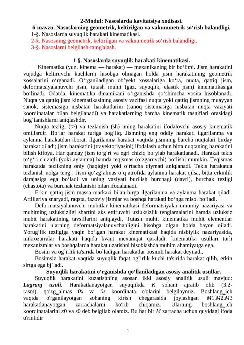 Nasoslarda kinematika 1