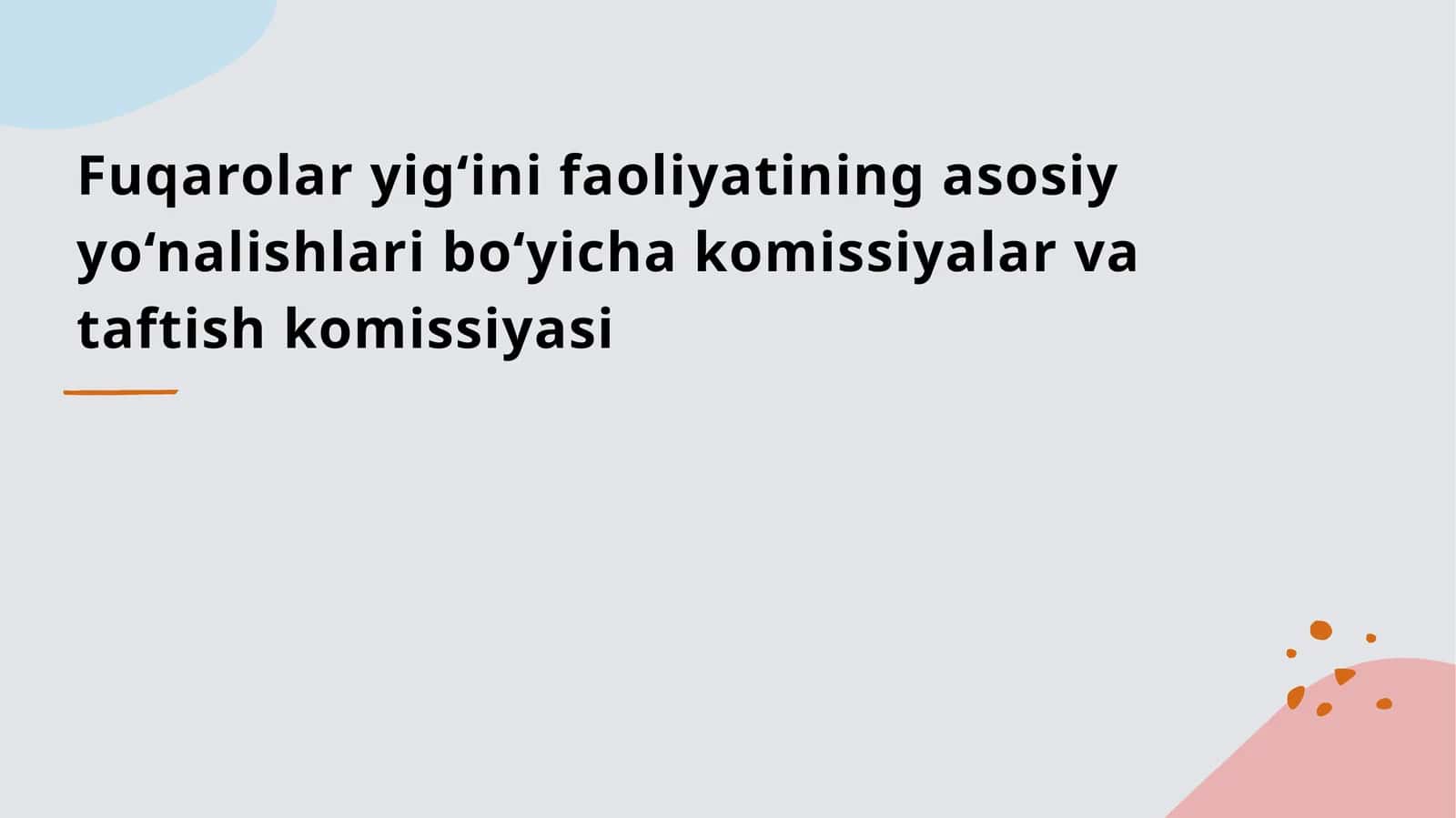 Fuqarolar yig‘ini faoliyatining asosiy yo‘nalishlari bo‘yicha komissiyalar va taftish komissiyasi 1