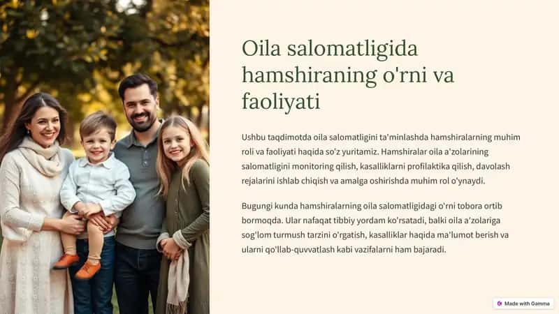 Oila salomatligida hamshiraning o'rni va faoliyati 1