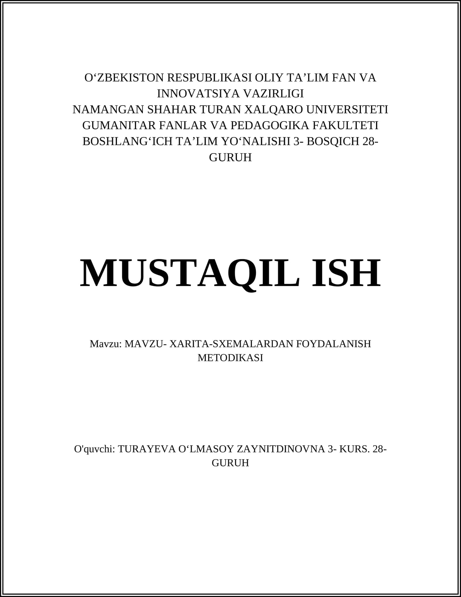 MAVZU- XARITA-SXEMALARDAN FOYDALANISH METODIKASI 1