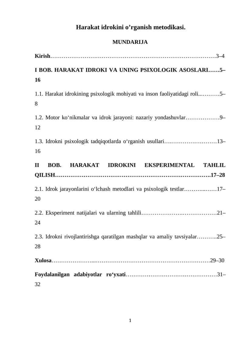 Harakat idrokini o’rganish metodikasi 1