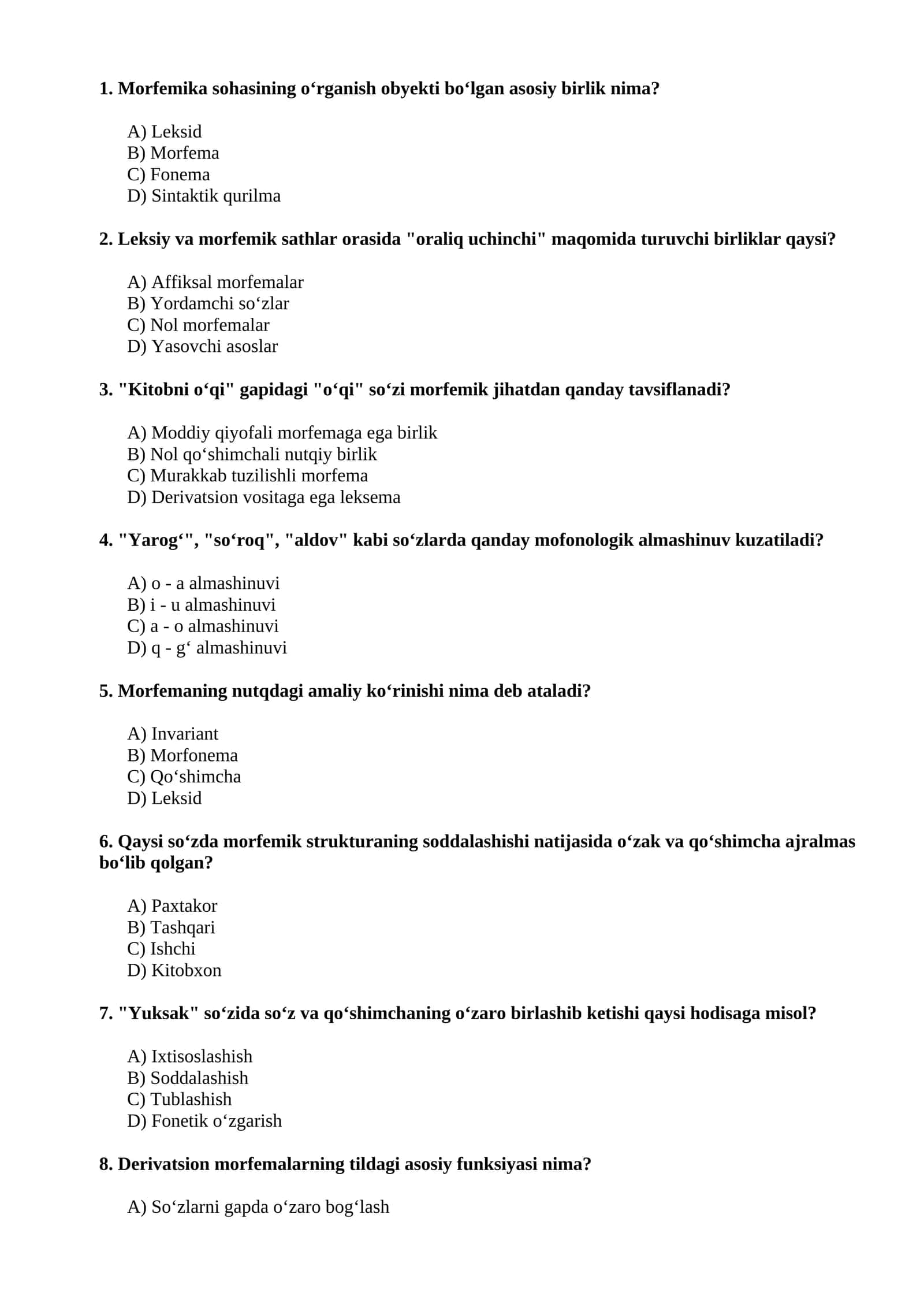 Morfema va morfonologik hodisalar 1