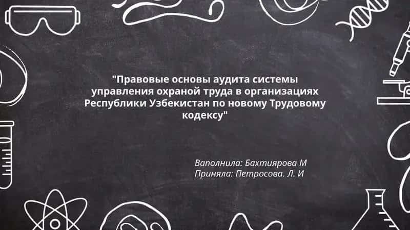 Правовые основы аудита системы управления охраной труда в организациях Республики Узбекистан по новому Трудовому кодексу 1