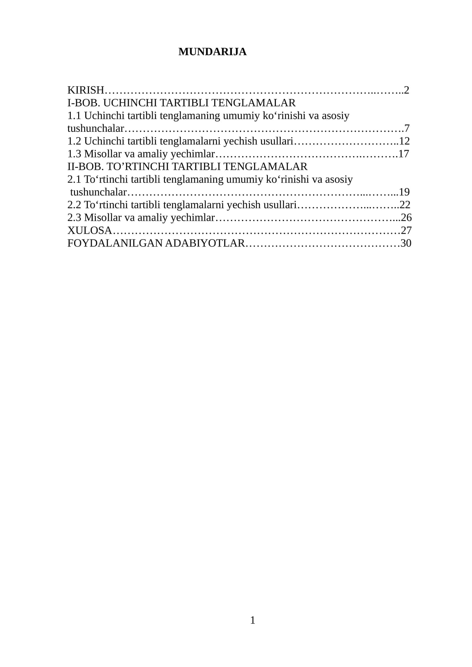 Algebra tenglamalari 1