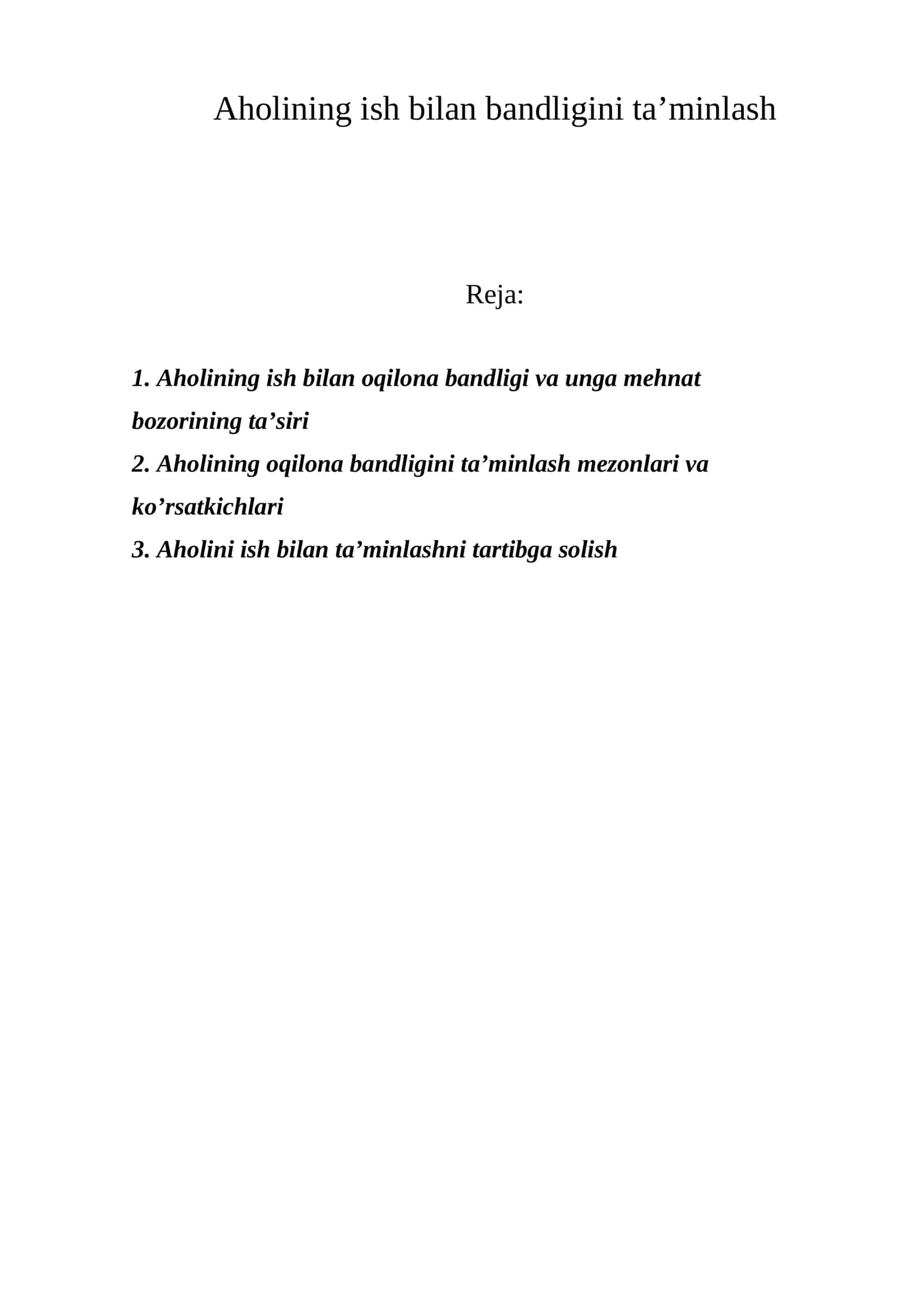 Aholining ish bilan bandligini ta’minlash 1