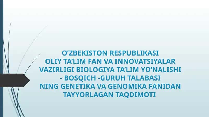 GENETIKA VA GENOMIKA FANI 1