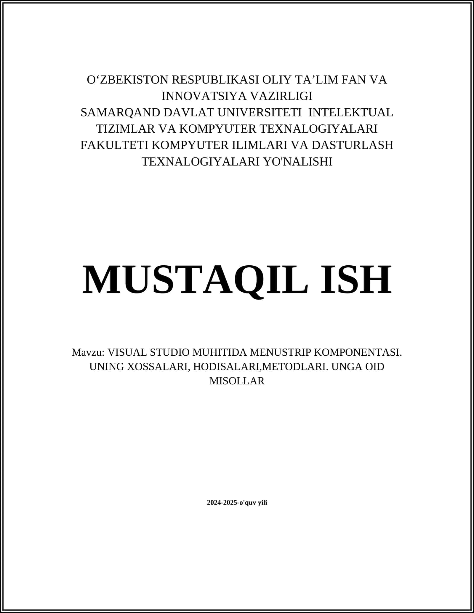VISUAL STUDIO MUHITIDA MENUSTRIP KOMPONENTASI 1