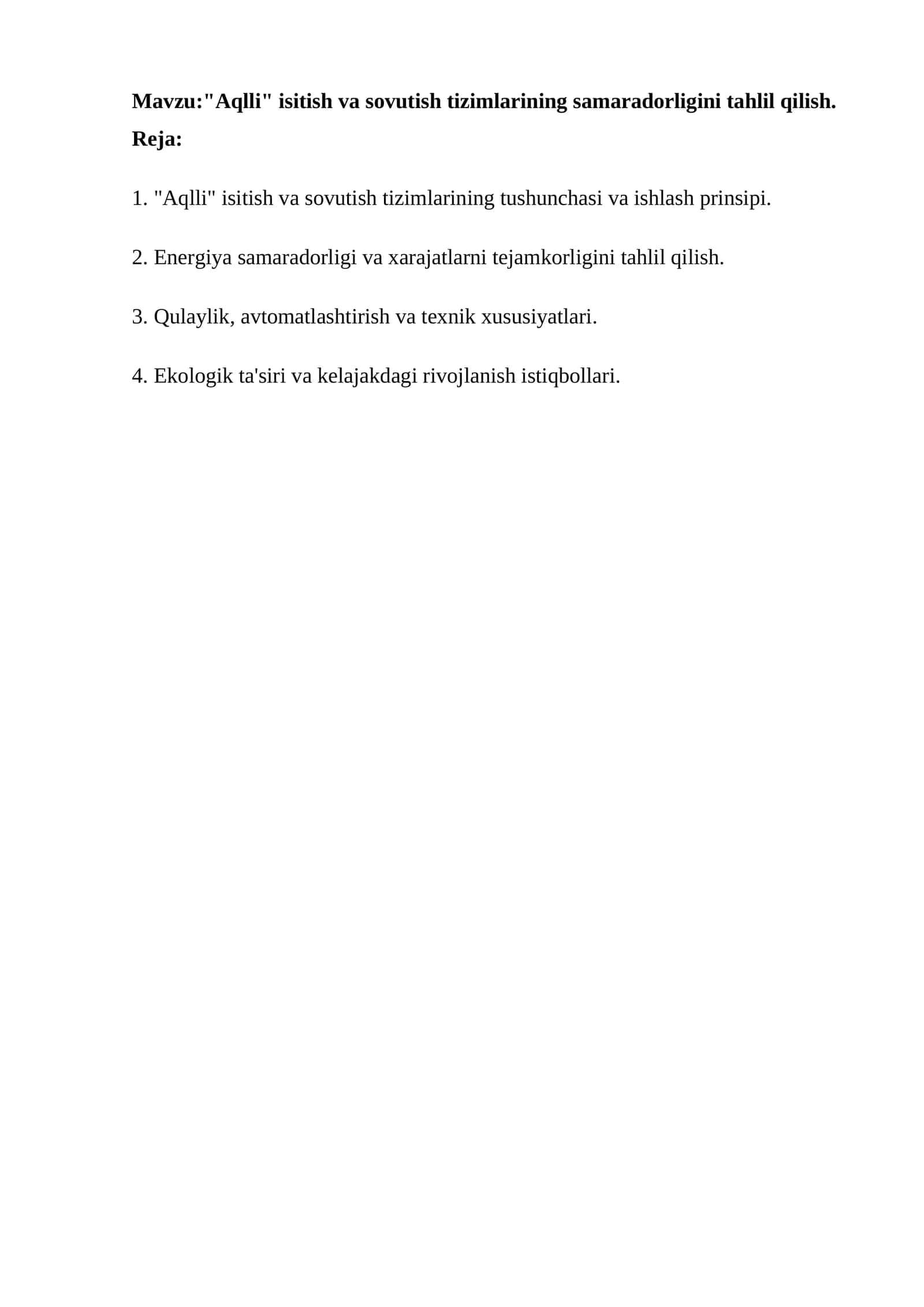 "Aqlli" isitish va sovutish tizimlari 1