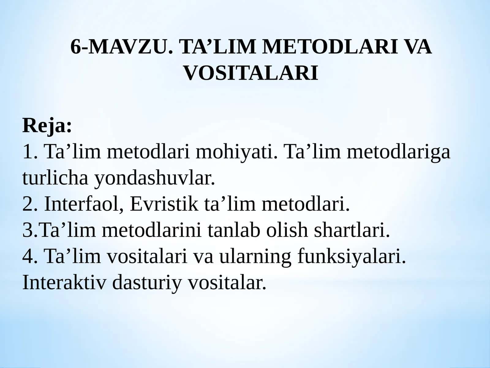 TA’LIM METODLARI VAVOSITALARI 1