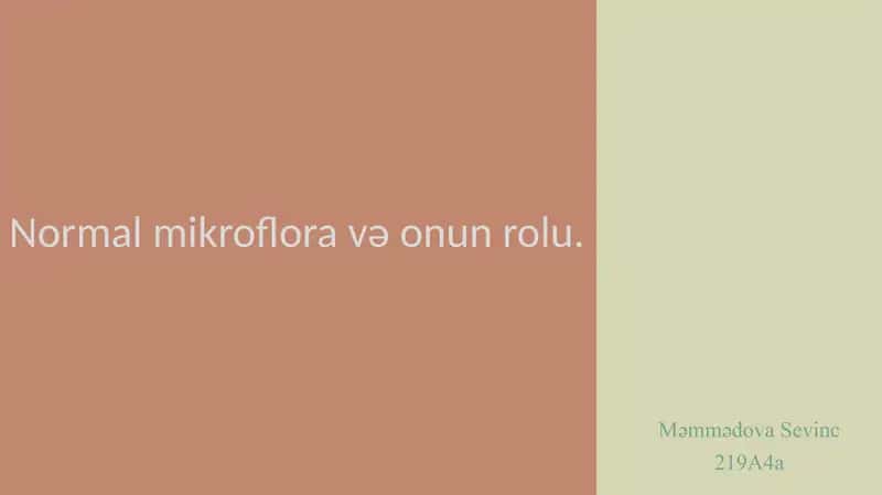 Normal mikroflora və onun rolu 1