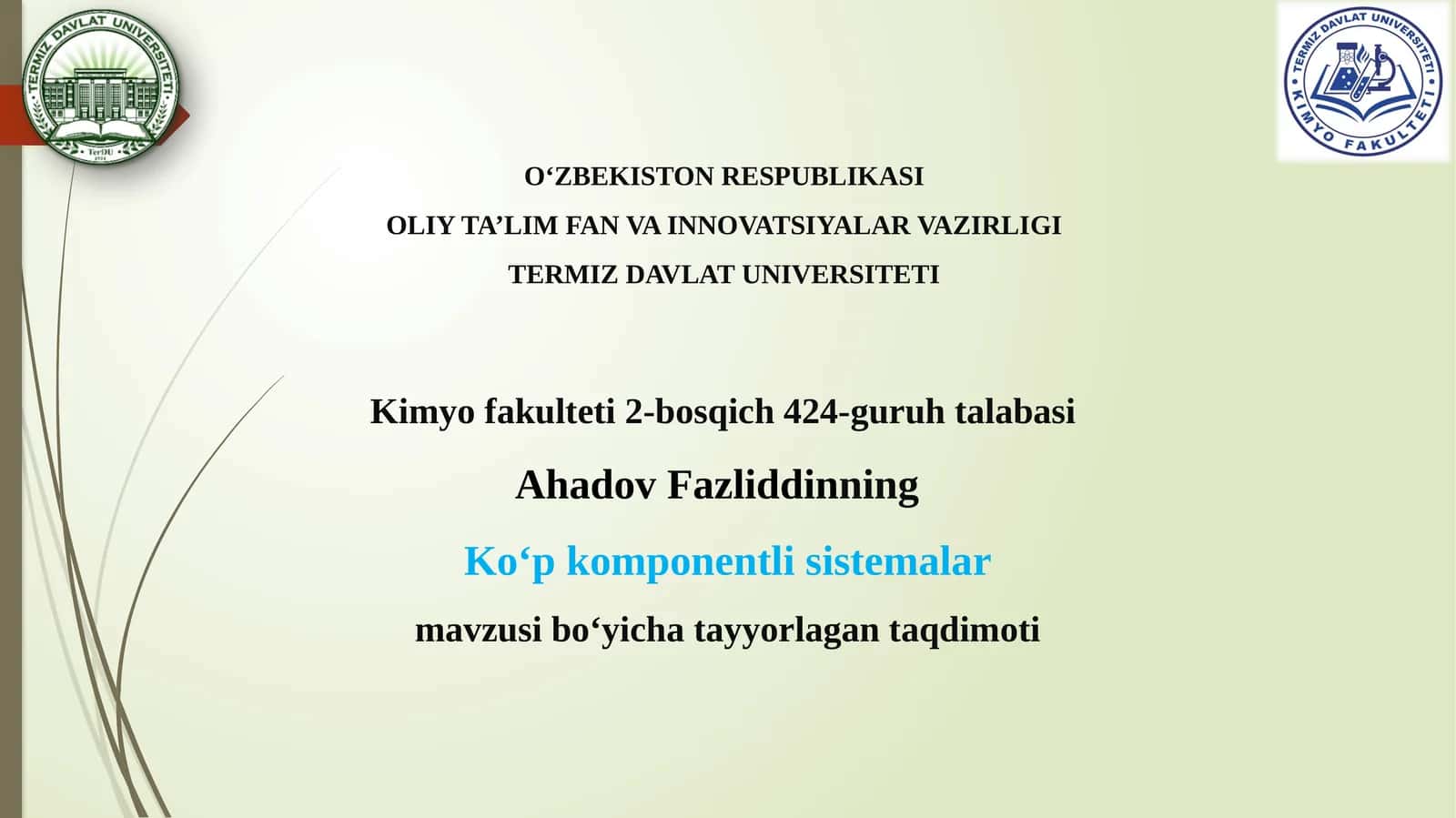 Ko‘pkomponentlisistemalar 1
