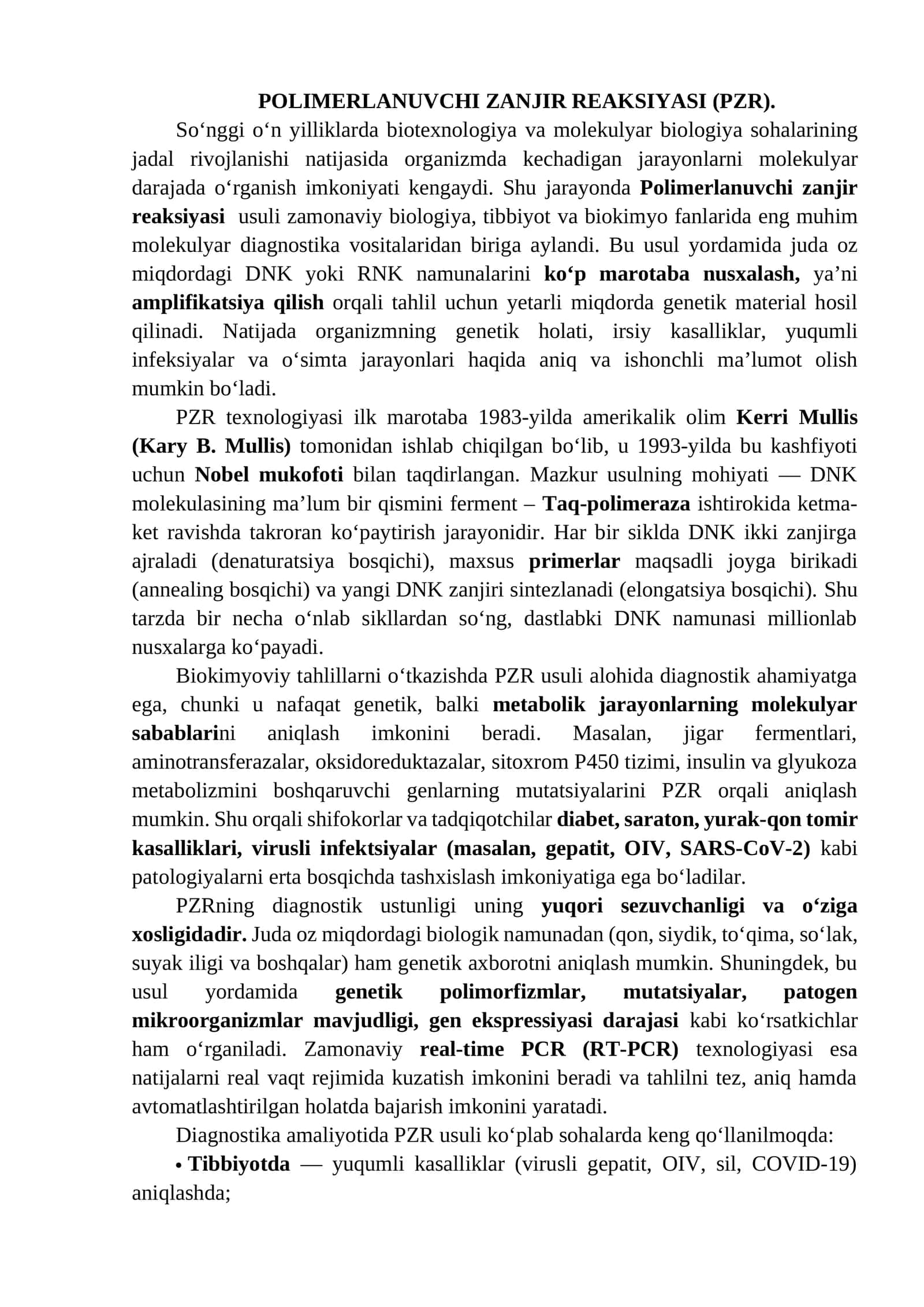POLIMERLANUVCHI ZANJIR REAKSIYASI (PZR) 1