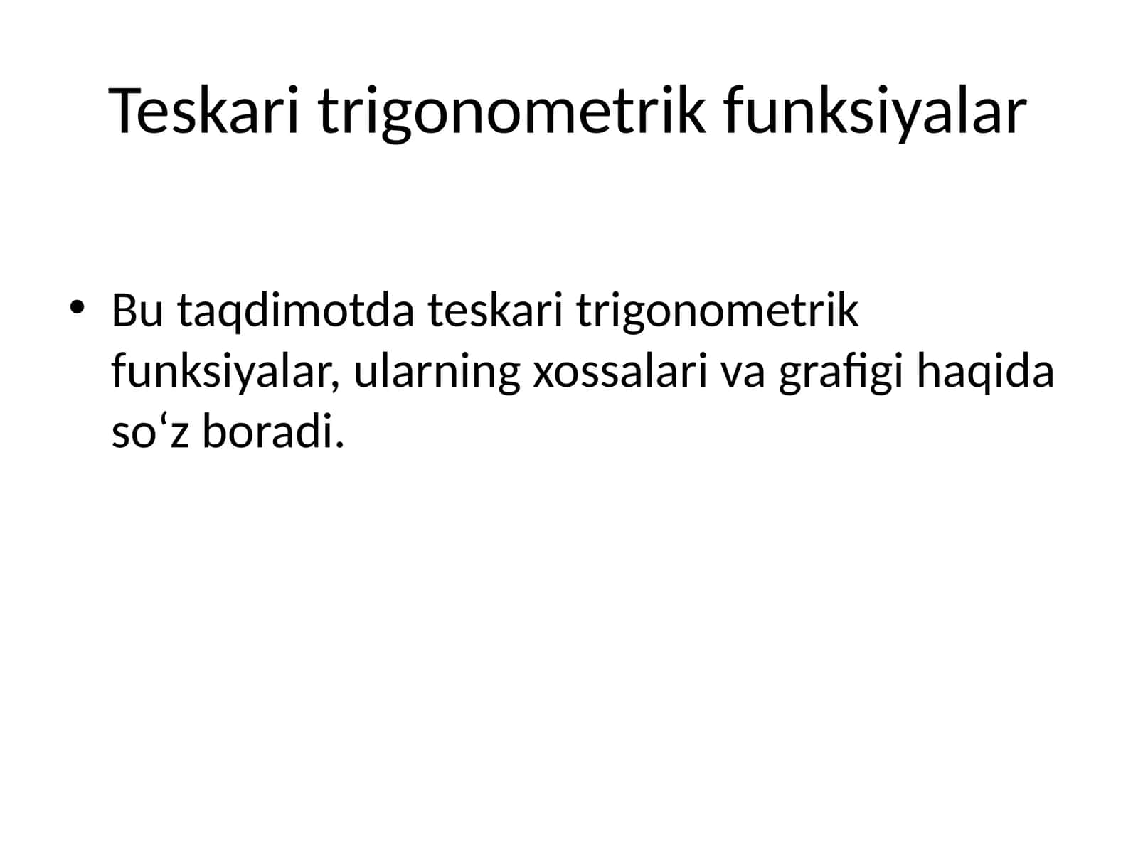 Teskari trigonometrik funksiyalar 1