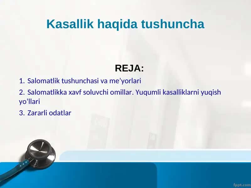 Kasallik haqida tushuncha. 1