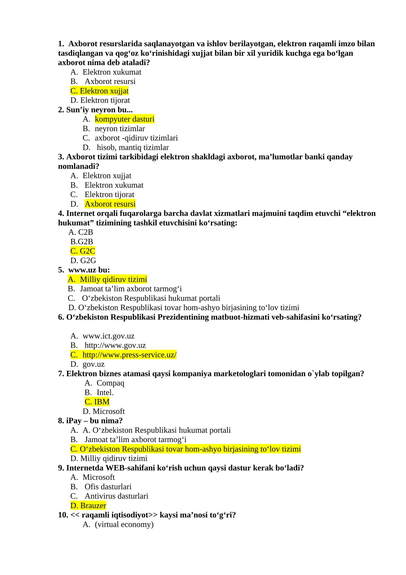 AKT test javoblari 1