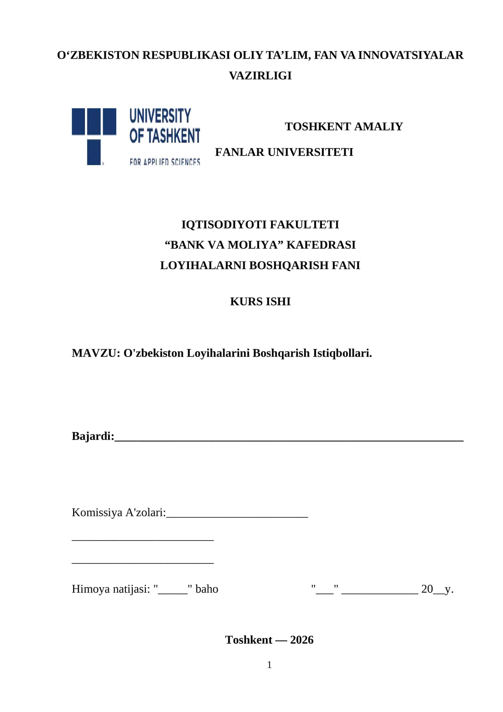 O'zbekiston Loyihalarini Boshqarish Istiqbollari 1