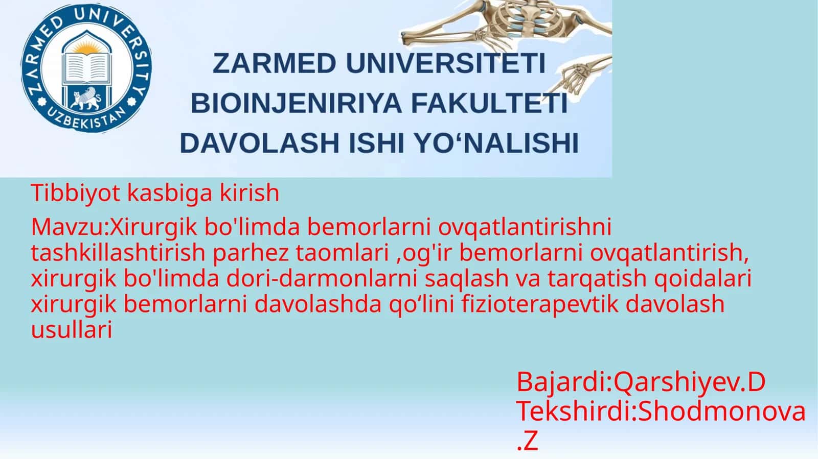 Tibbiyot kasbi 1