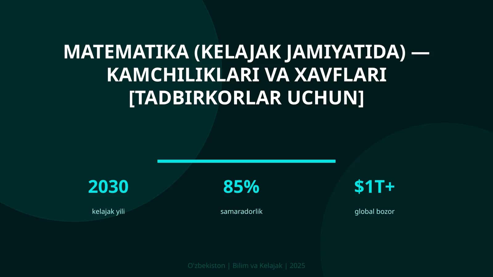 Matematika (kelajak jamiyatida) — kamchiliklari va xavflari [tadbirkorlar uchun] 1
