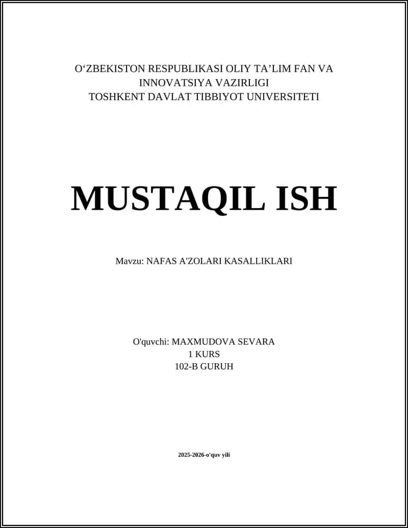 NAFAS A'ZOLARI KASALLIKLARI 1