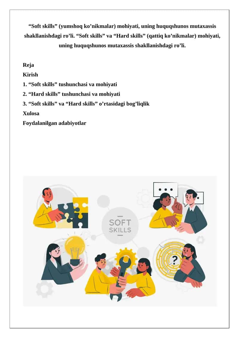 Soft skills va Hard skillsning bo'linmalar 1