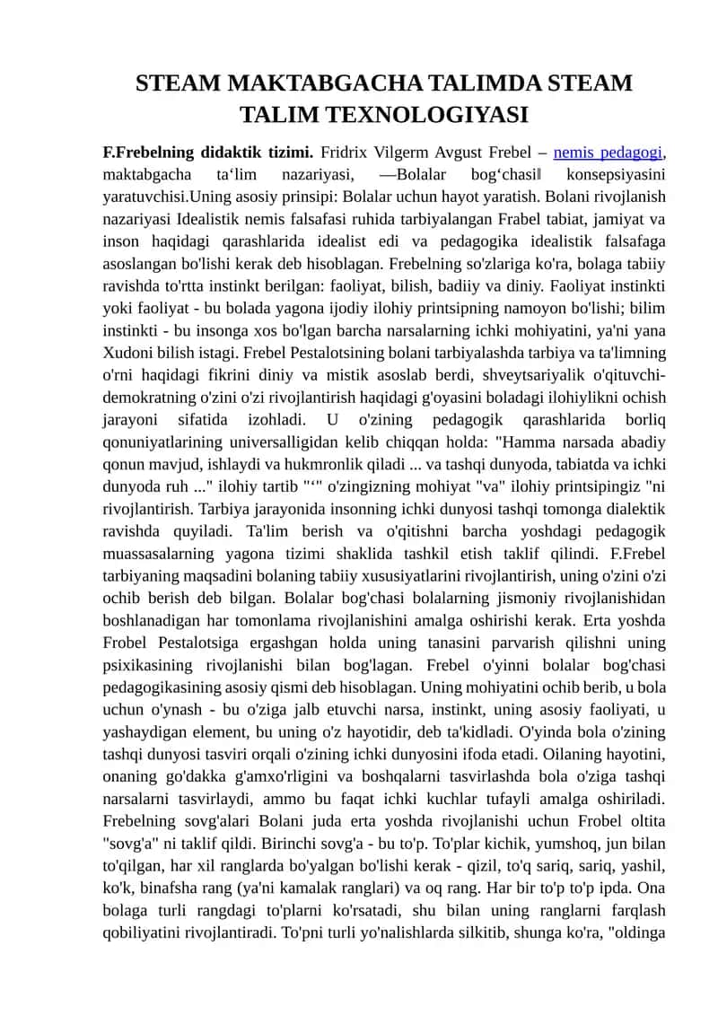 STEAM MAKTABGACHA TALIMDA STEAM TALIM TEXNOLOGIYASI 1