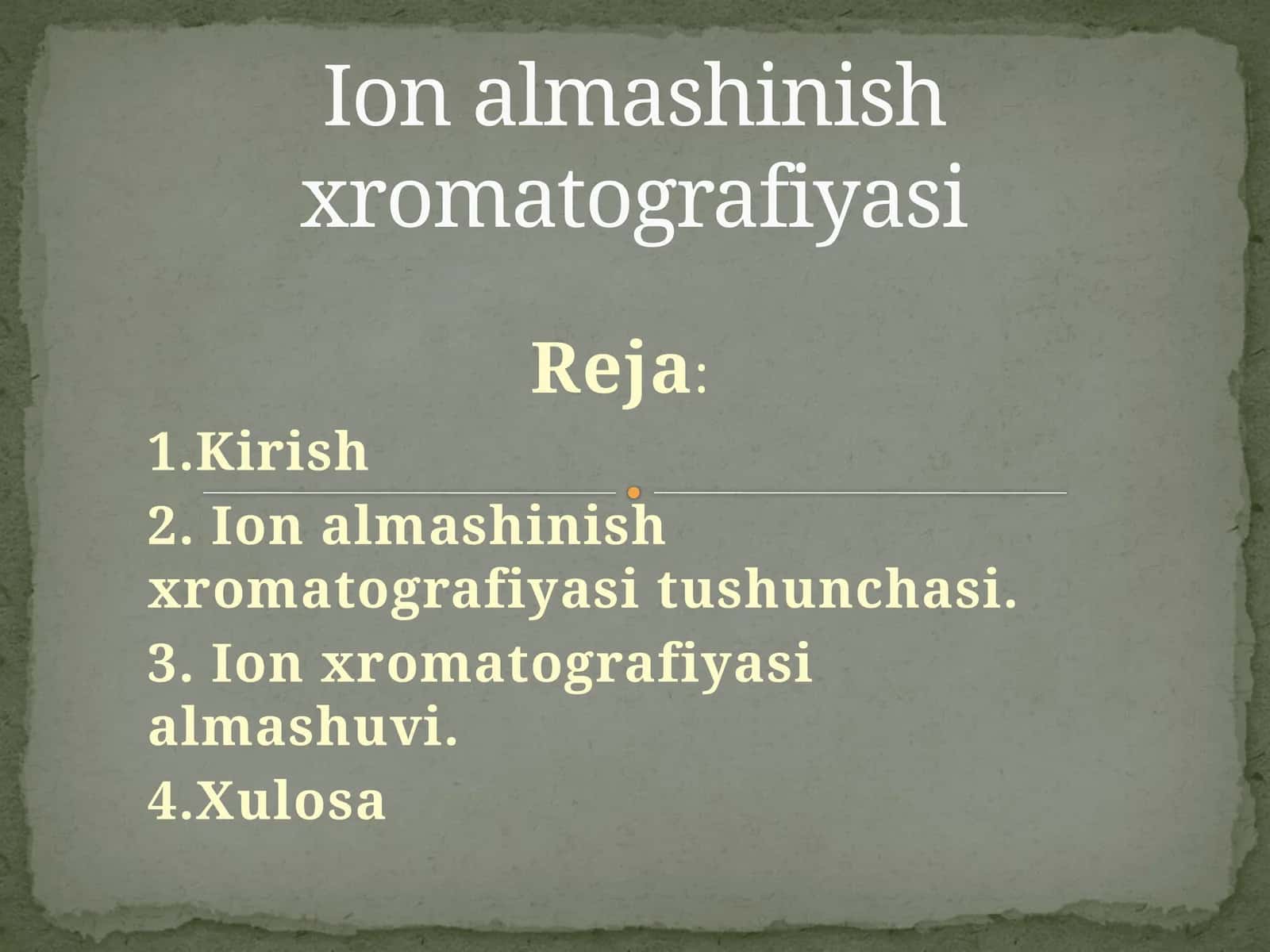 Ion almashinish xromatografiyasi 1