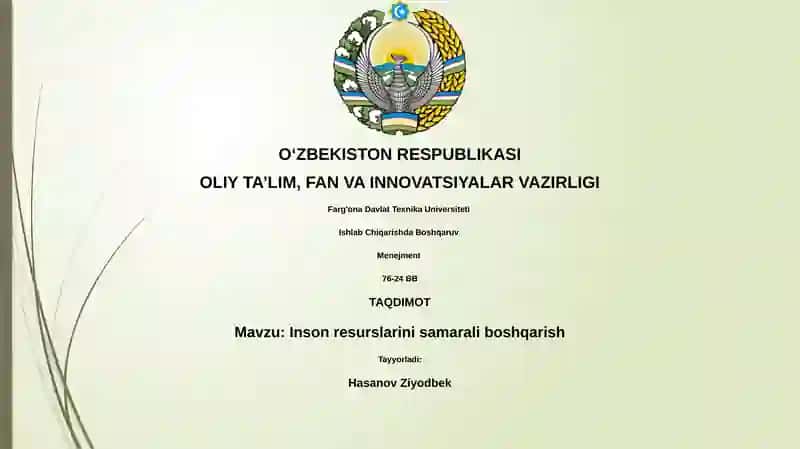 Inson resurslarini samarali boshqarish 1