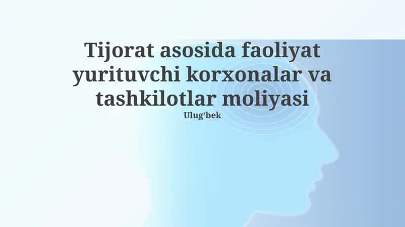 Savdo Korxonalari va Tashkilotlarining Moliyaviy Tahlili 1