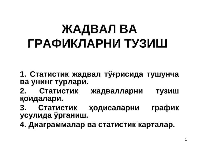 ЖАДВАЛ ВА ГРАФИКЛАР 1