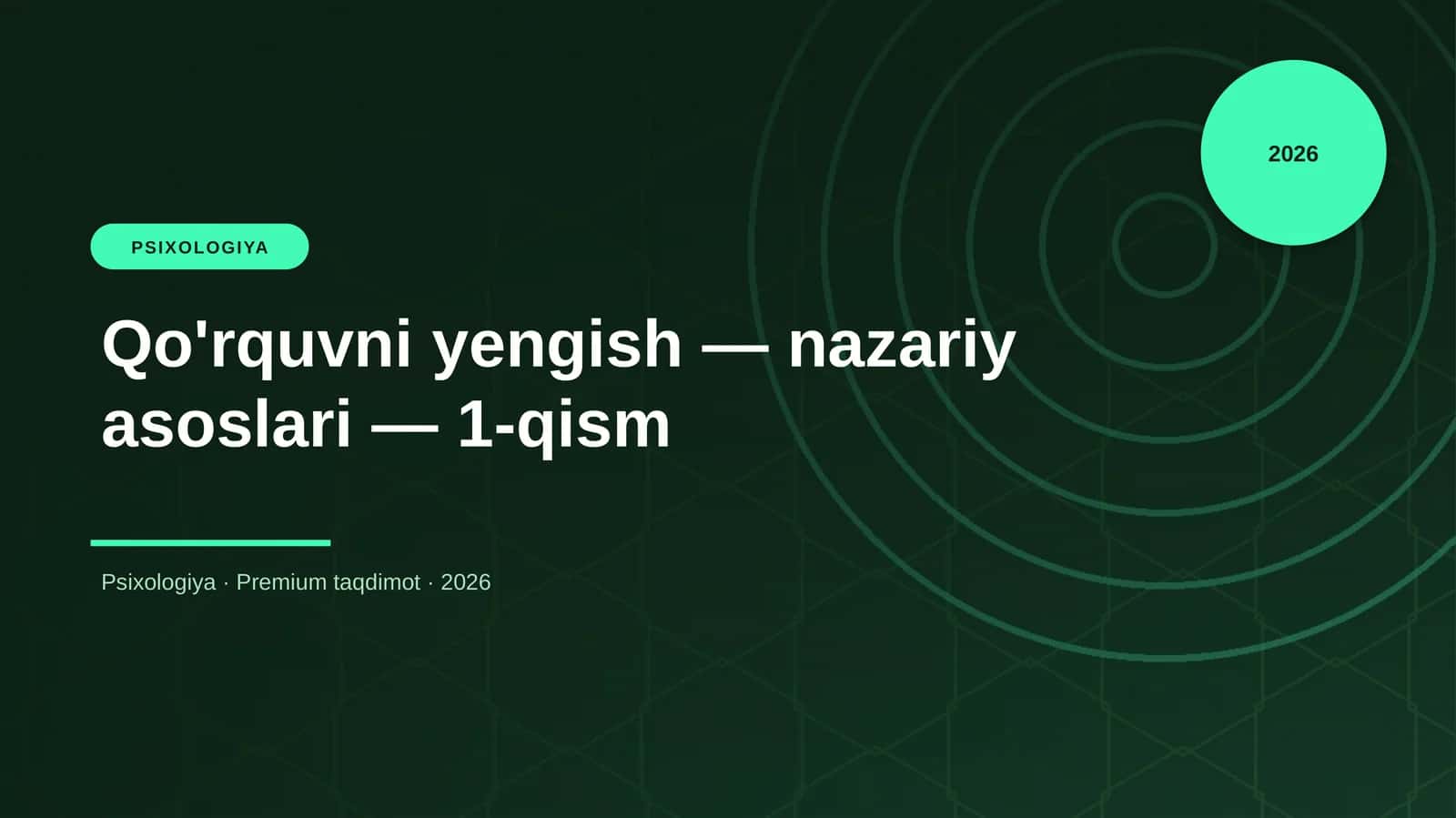 Qo'rquvni yengish — nazariy asoslari — 1-qism 1