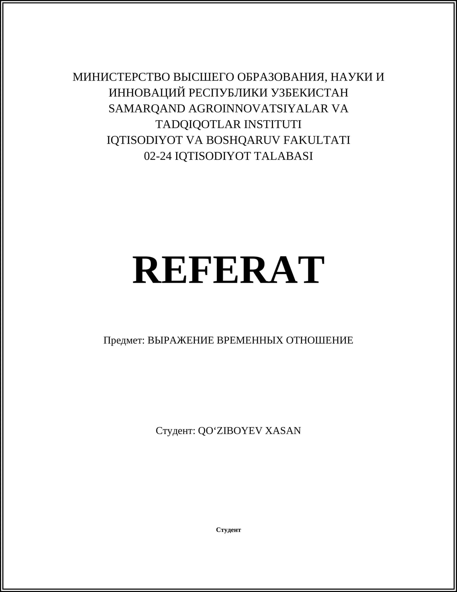 IQTISODIYOT TALABASI 1