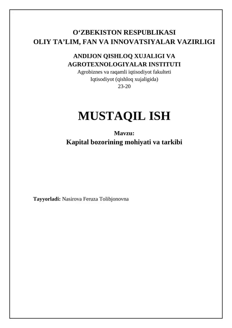 Kapital bozori 1