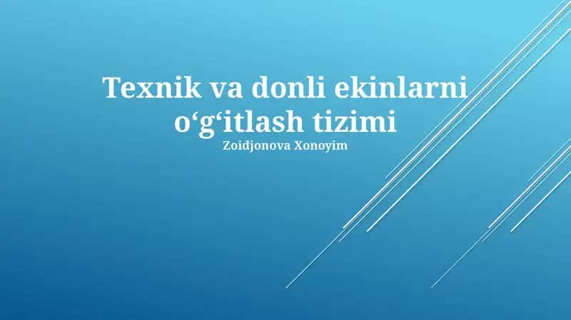 Texnik va donli ekinlarni oʻgʻitlash tizimi 1