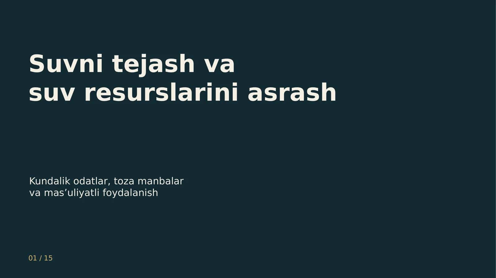 Suv resurslarining foydalanishi 1