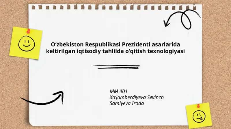 Oʻzbekiston Respublikasi Prezidenti asarlarida keltirilgan iqtisodiy tahlilda oʻqitish texnologiyasi 1