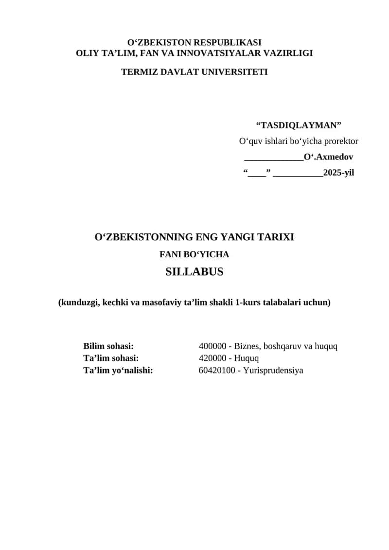 O‘zbekistonning eng yangi tarixi 1
